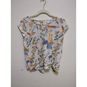 Rachel Zoe Linen Blouse Back Button Up Sz. M